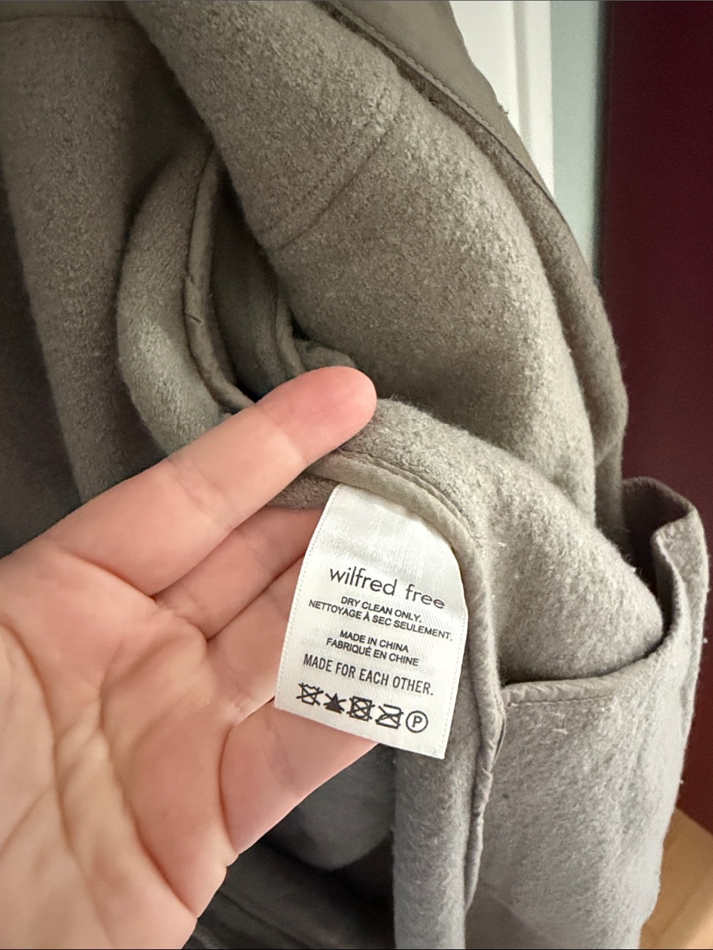 Aritzia • Wilfred Free Mushroom Taupe Merino Wool Coat Size S - Picture 9 of 10